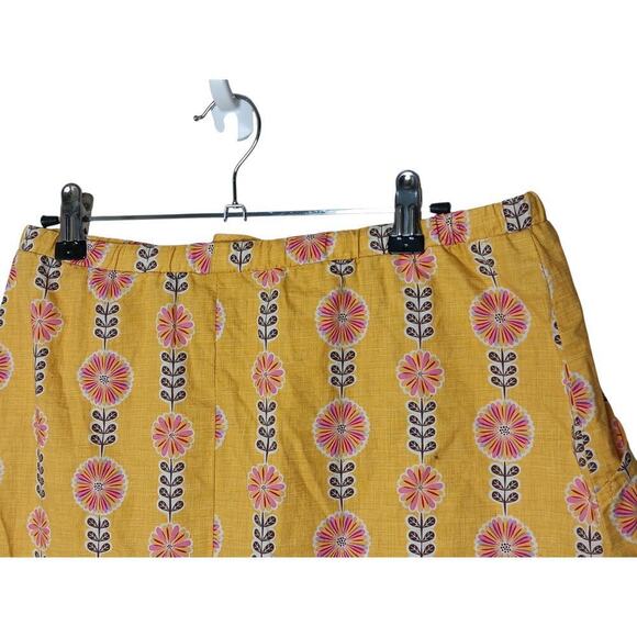 Sunhee Moon Yellow Floral Cotton Skirt with Tie Front | Size 3 | Made in USA - Picture 11 of 12